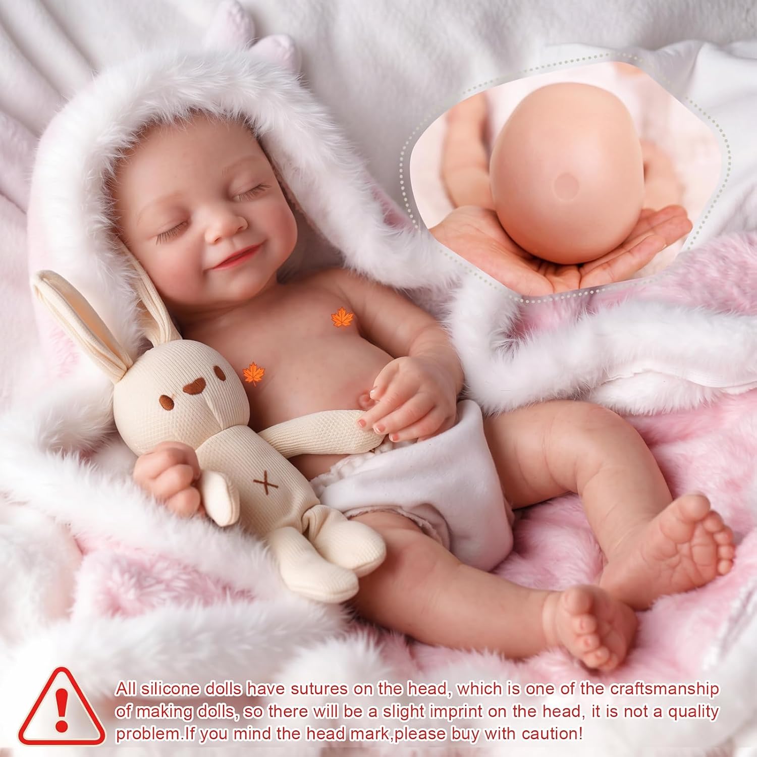 Detalle de BABESIDE 16" Sleeping Silicone Reborn Baby Doll with Feeding Kit (Full Platinum Silicone)