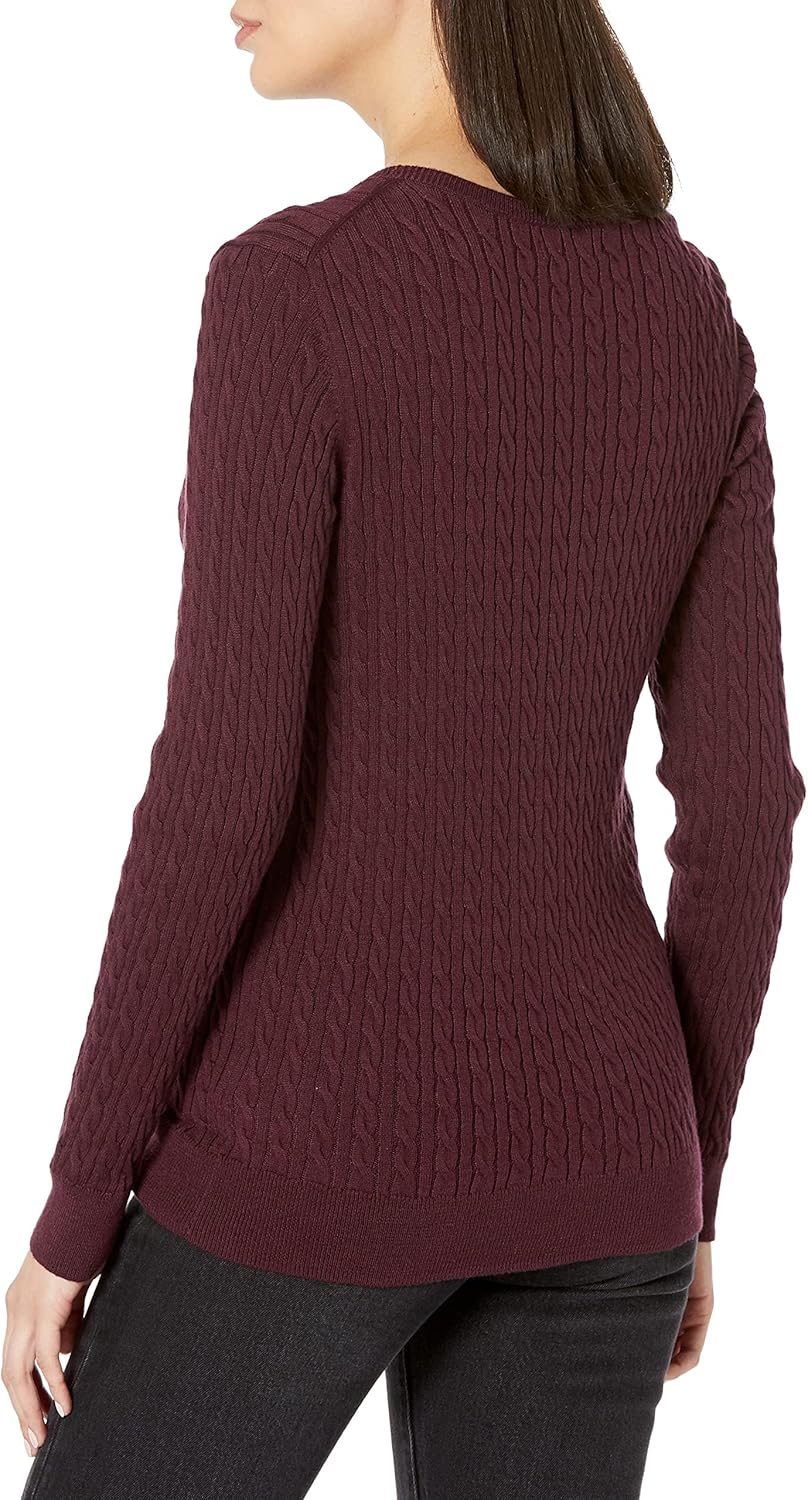 Thumbnail 1 de Amazon Essentials Damen leichter Langarm-Pullover mit Rundhalsausschnitt und Zopfmuster (in Übergröße)