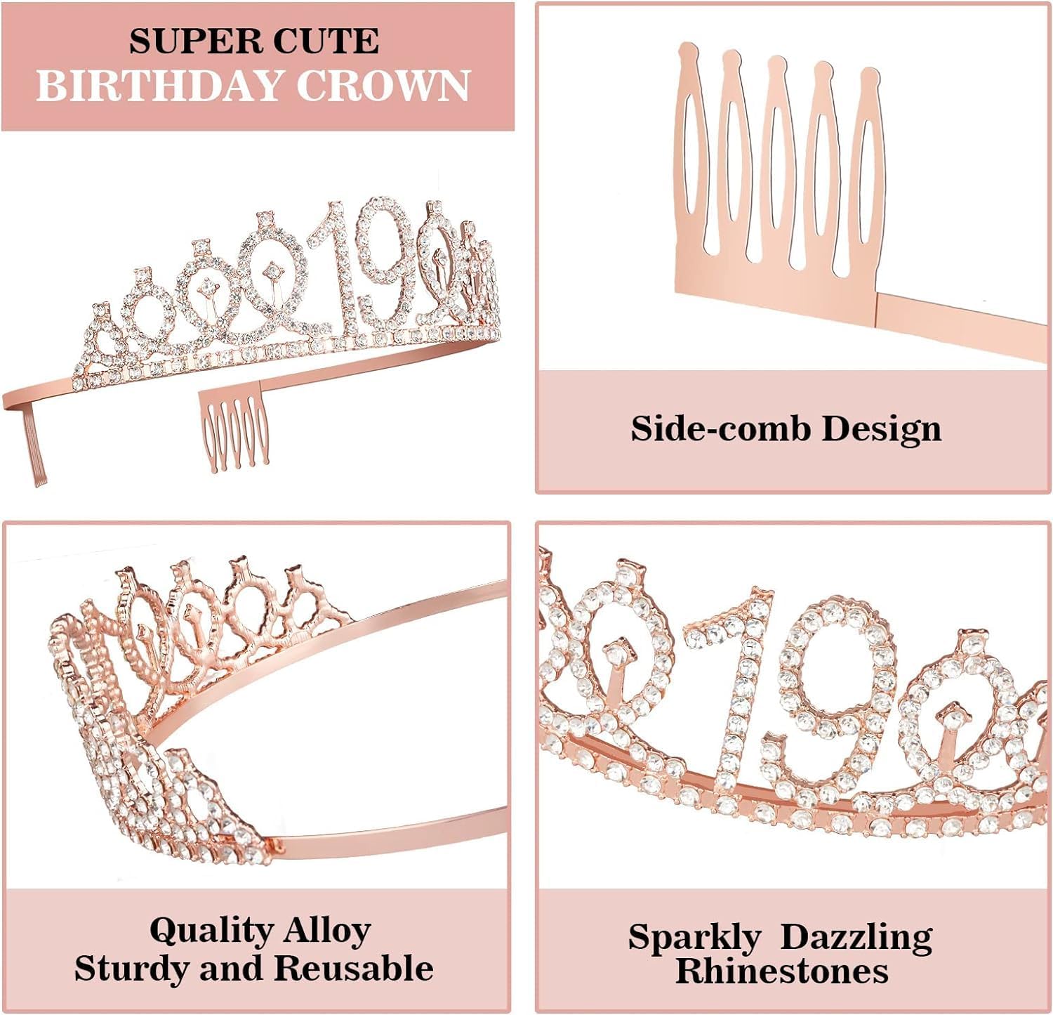 Detalle de 19th Birthday Decorations Rose Gold Set