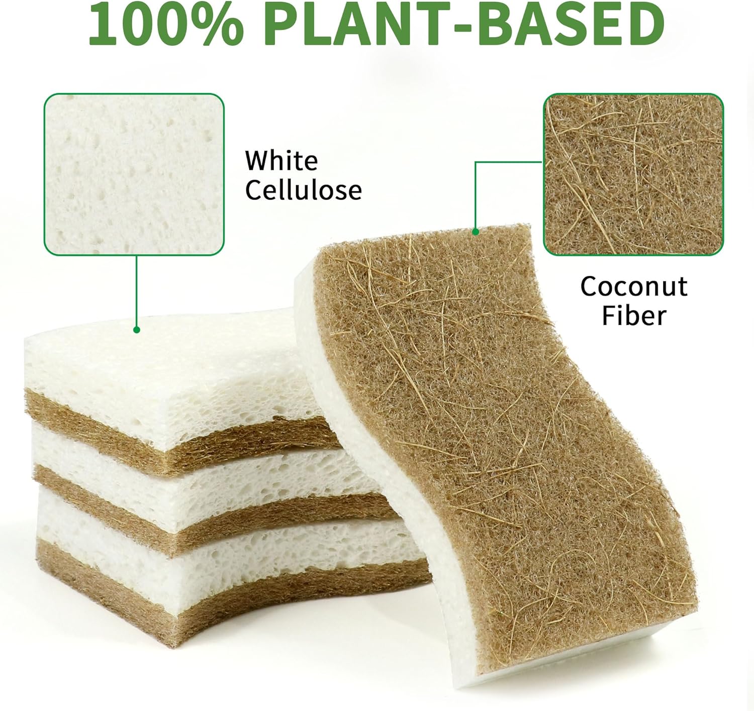 Thumbnail 2 de KICKLEEN 9 Pack Biodegradable Kitchen Sponge: Compostable Cellulose + Coconut Scrubber