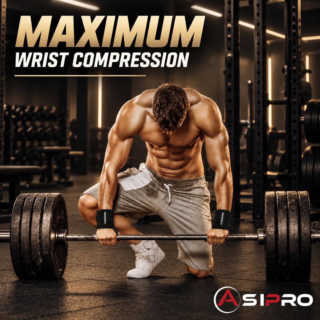 Thumbnail 2 de ASIPRO Zwart Weightlifting Wrist Wraps, Cotton Support, Black, Set of 2