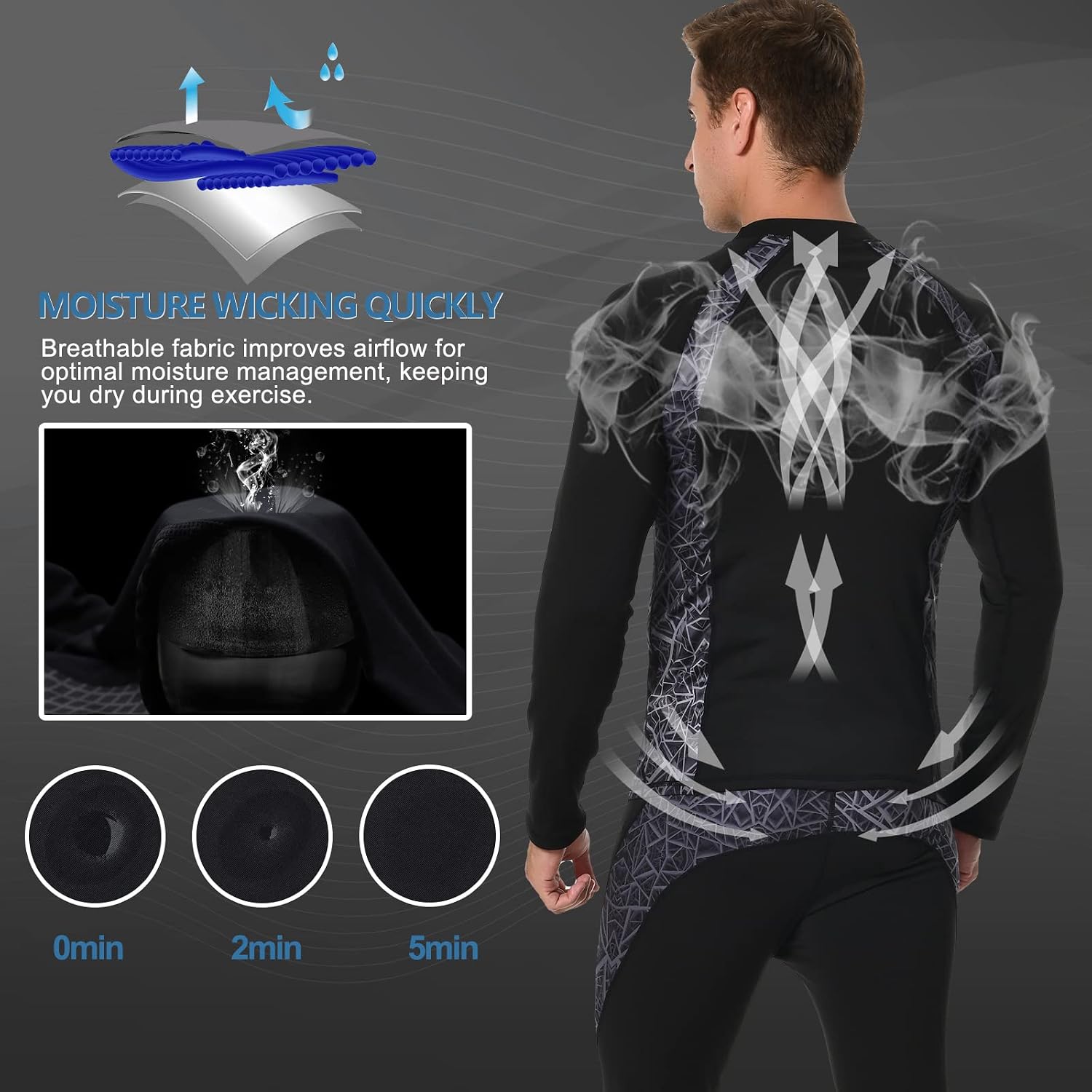 Thumbnail 2 de MEETWEE Kompressionsshirt Langarm Sportshirt – męska koszulka termiczna z długim rękawem