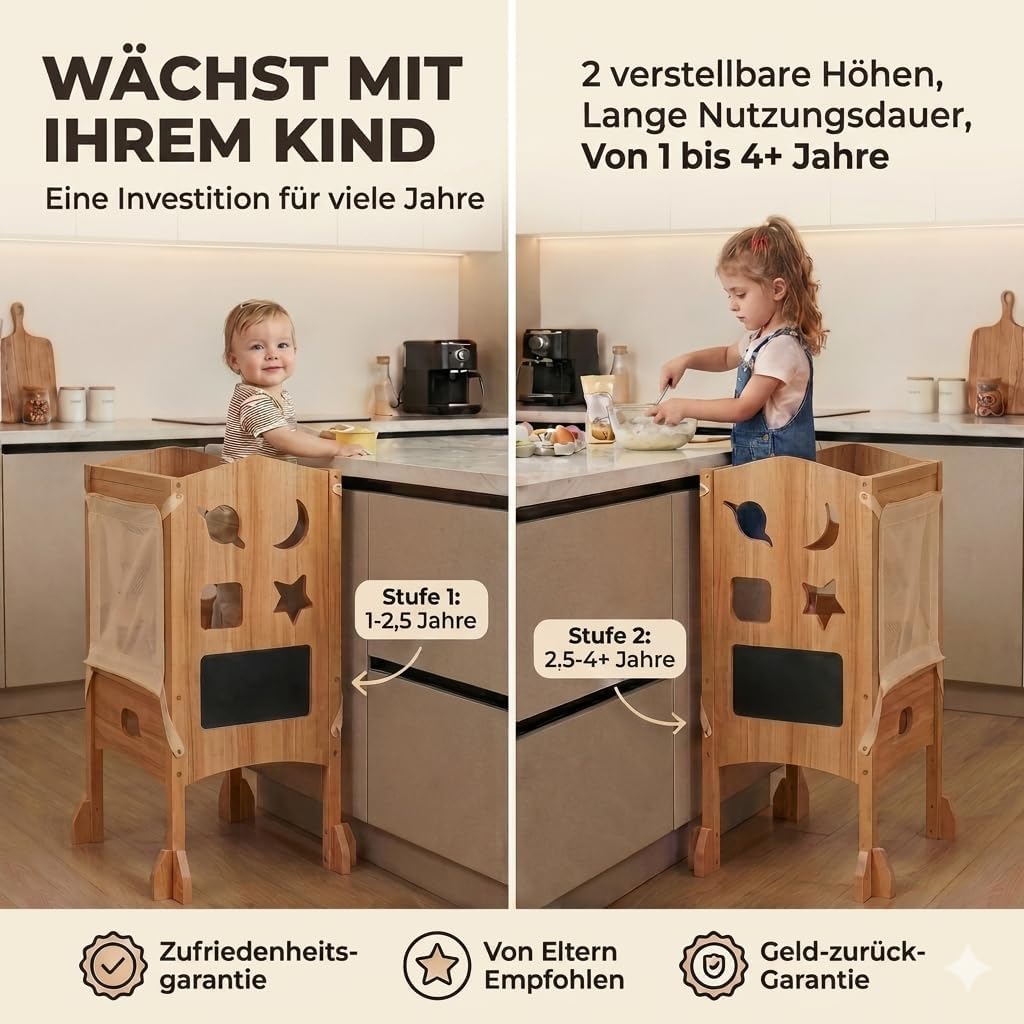 Thumbnail 6 de BabybeFun Lernturm ab 1 Jahr, klappbar mit 360° Sicherheitsnetz & Anti-Kipp-Schutz
