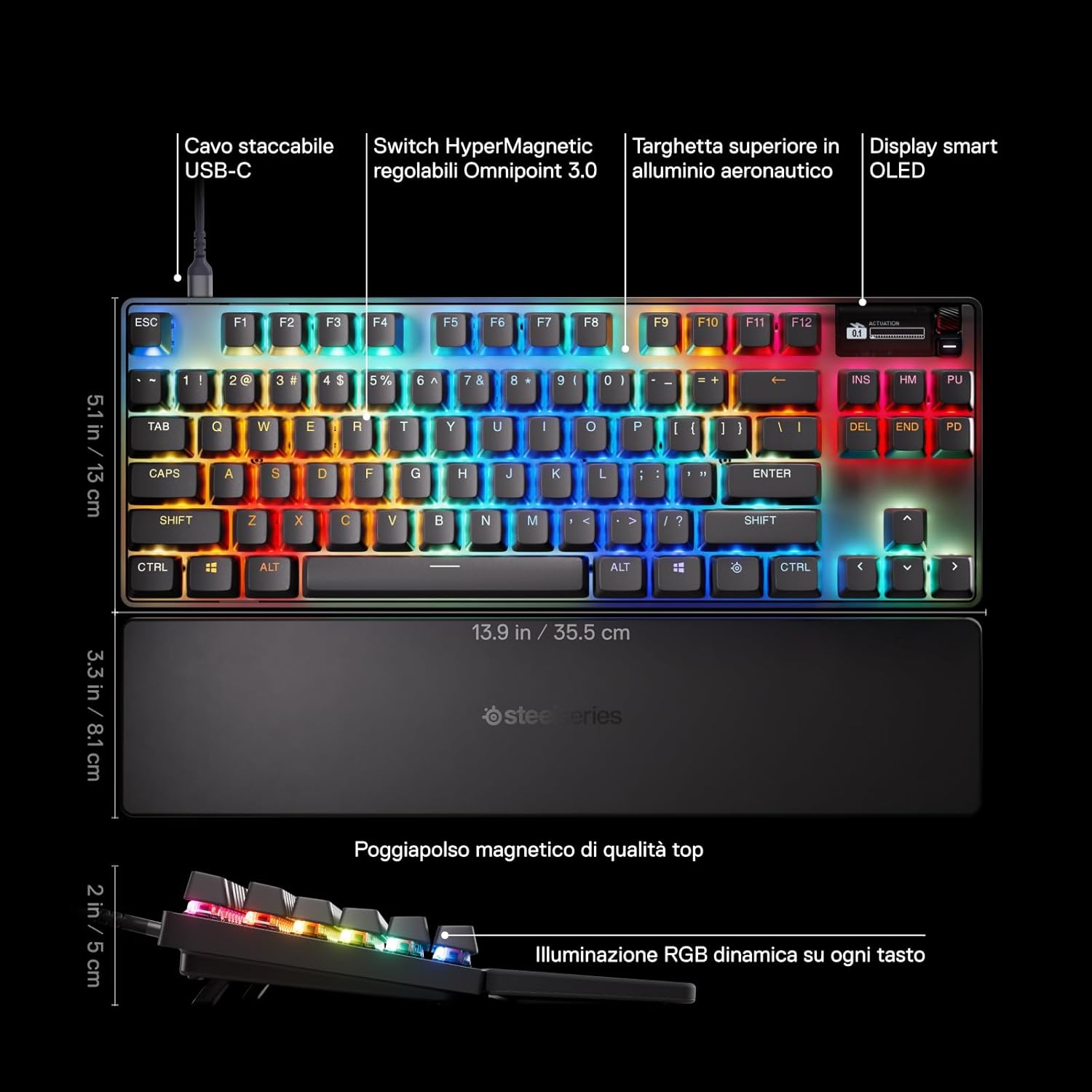 Thumbnail 3 de SteelSeries Apex Pro TKL Gen 3 tastiera meccanica gaming UK QWERTY con OLED e switch HyperMagnetic OmniPoint 3.0