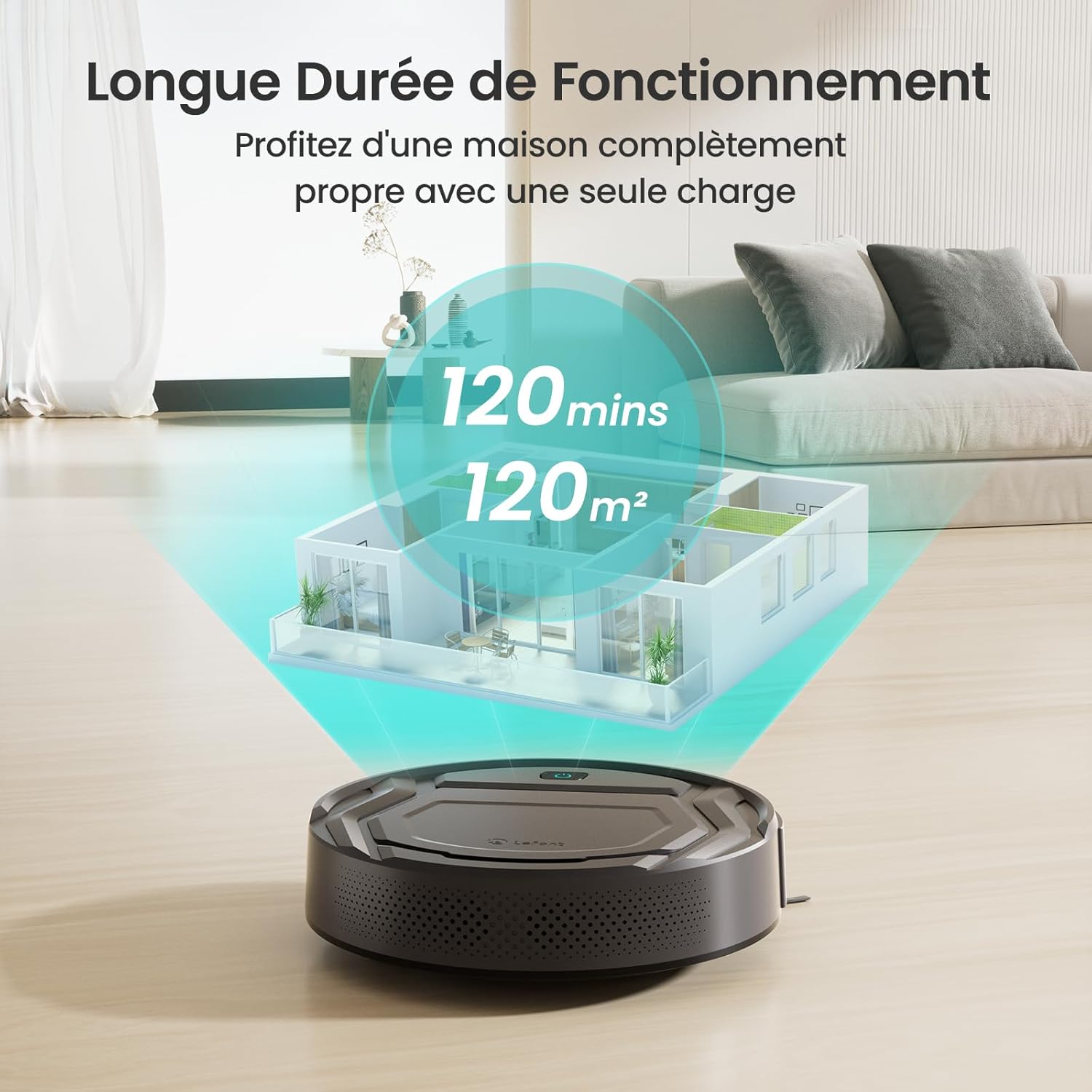 Thumbnail 6 de Lefant M210P : aspirateur robot mince connecté WiFi 2,4 GHz, 6 modes et autonomie jusqu’à 120 min