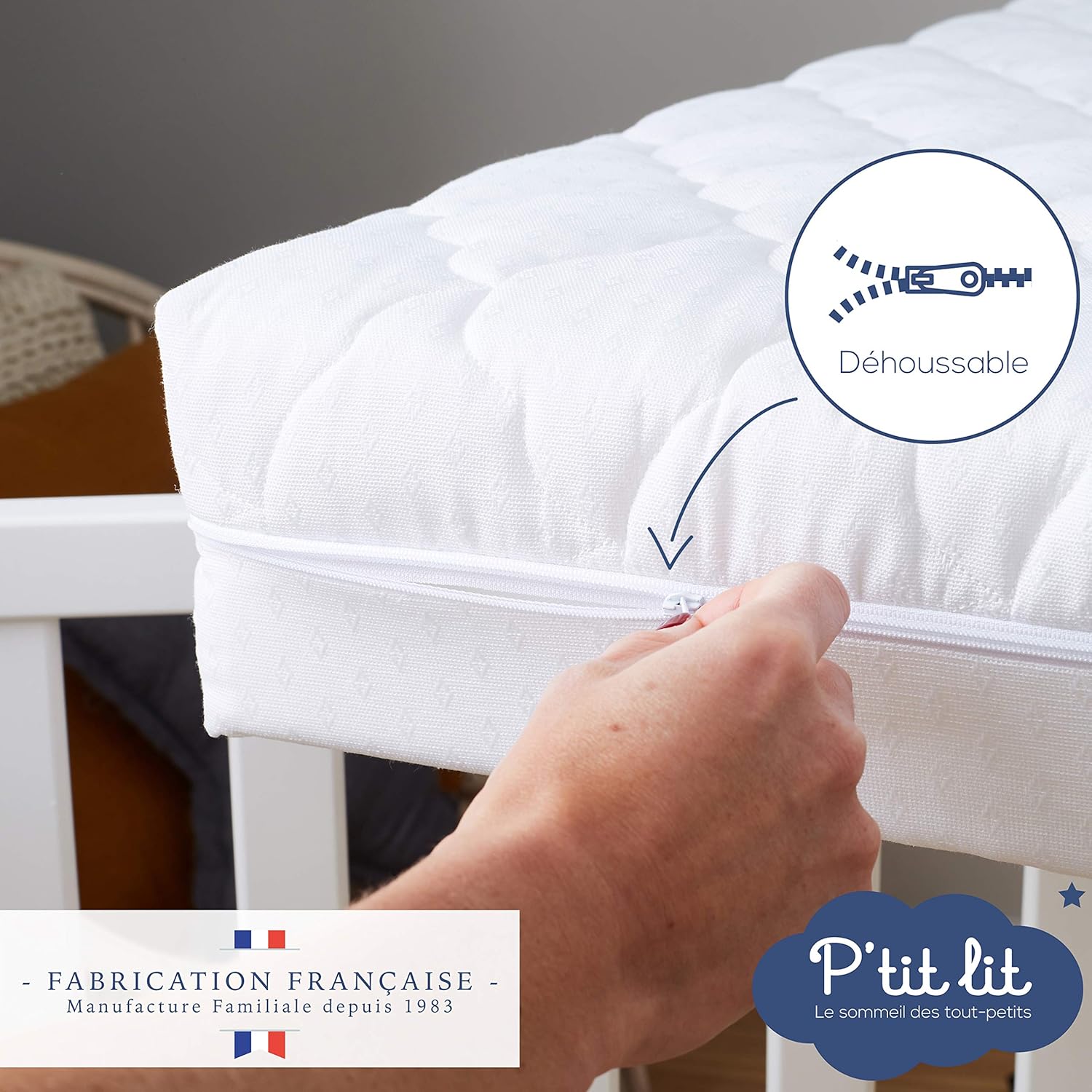 Thumbnail 4 de P'tit Lit – Matelas Enfant/Bébé Climatisé 70x140 cm, 1 face Été fraîche / 1 face Hiver ouatinée