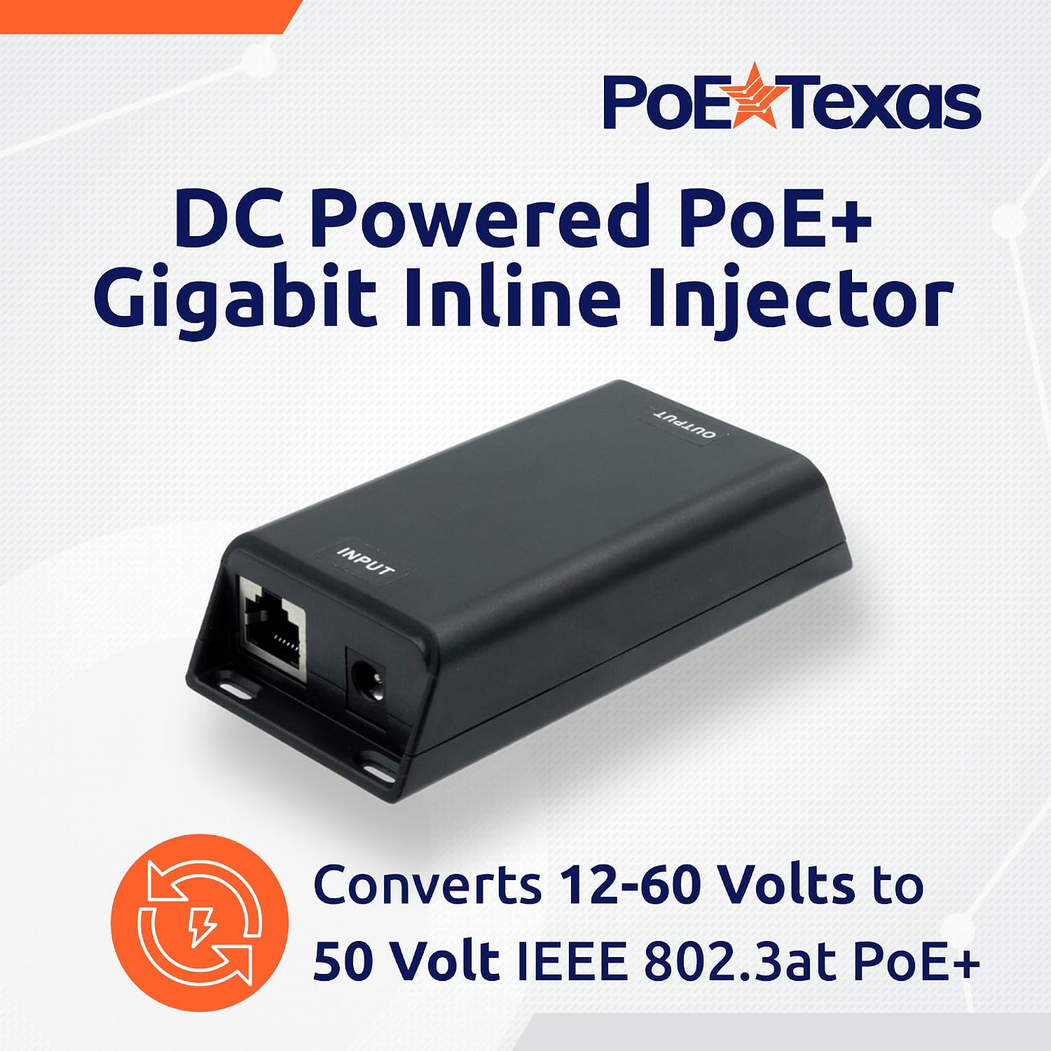 Thumbnail 1 de PoE Texas DC電源ギガビットPoE+インジェクター 12～60V入力・50V出力・最大30W