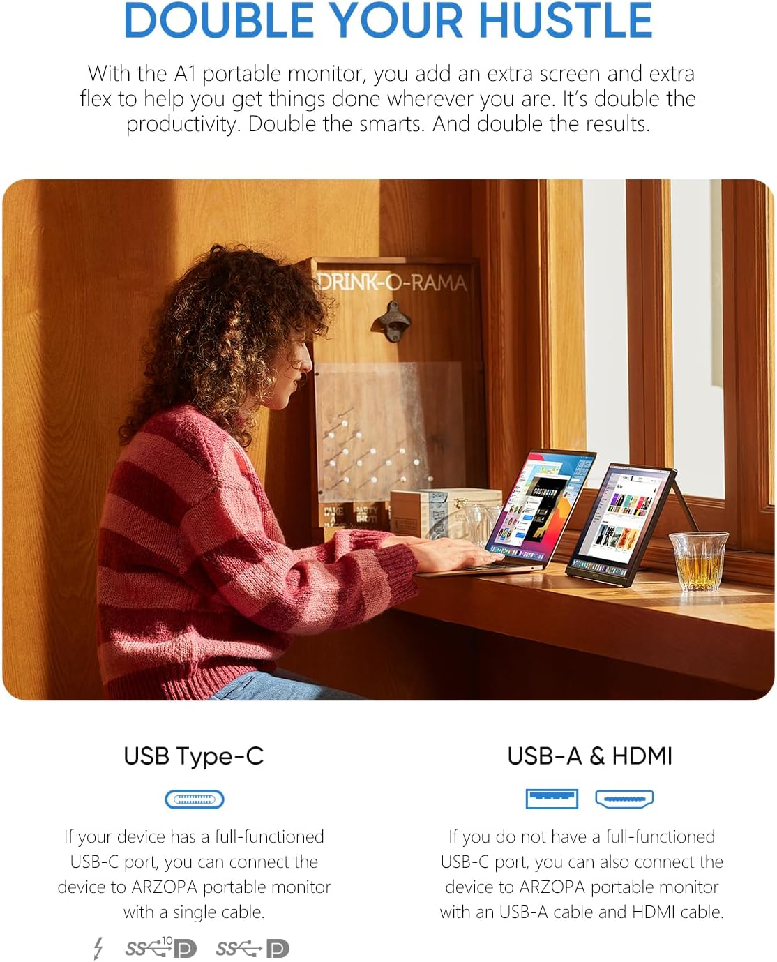 Detalle 2 de ARZOPA A1 Portable Monitor 15.6" FHD IPS