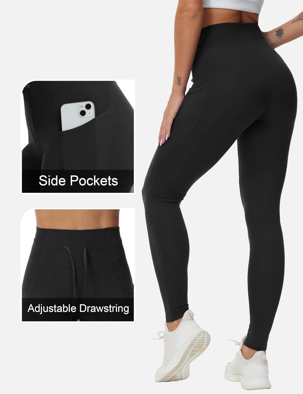 Thumbnail 5 de THE GYM PEOPLE High Waist Drawstring Gym Leggings with Two Side Pockets