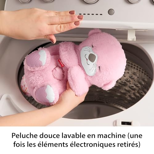 Detalle de Fisher-Price – Ma Loutre Câlins Bonne Nuit, veilleuse musicale en peluche rose (JLJ33)