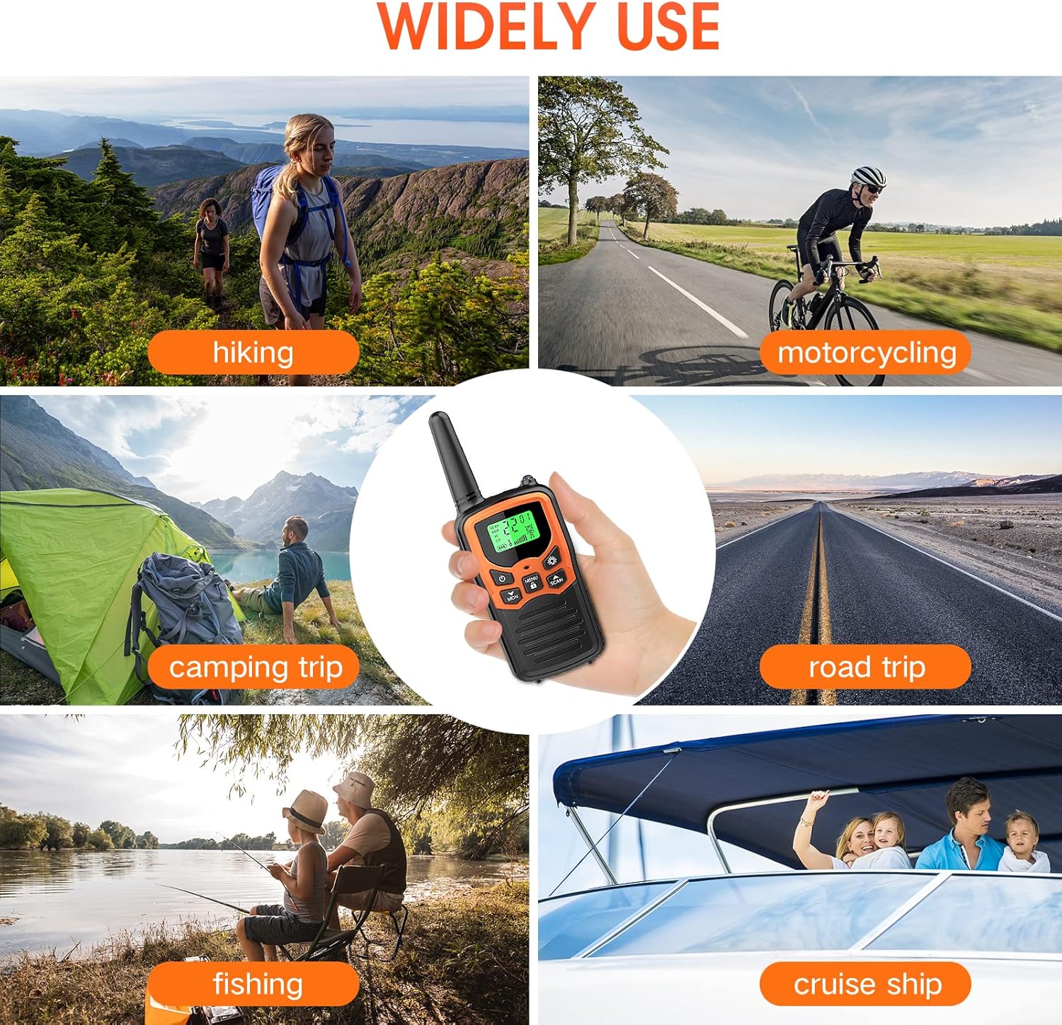 Thumbnail 5 de MOICO Long Range Walkie Talkies (2 Pack) – 22 Channels, VOX, LED Flashlight, LCD Display for Outdoor Adventures