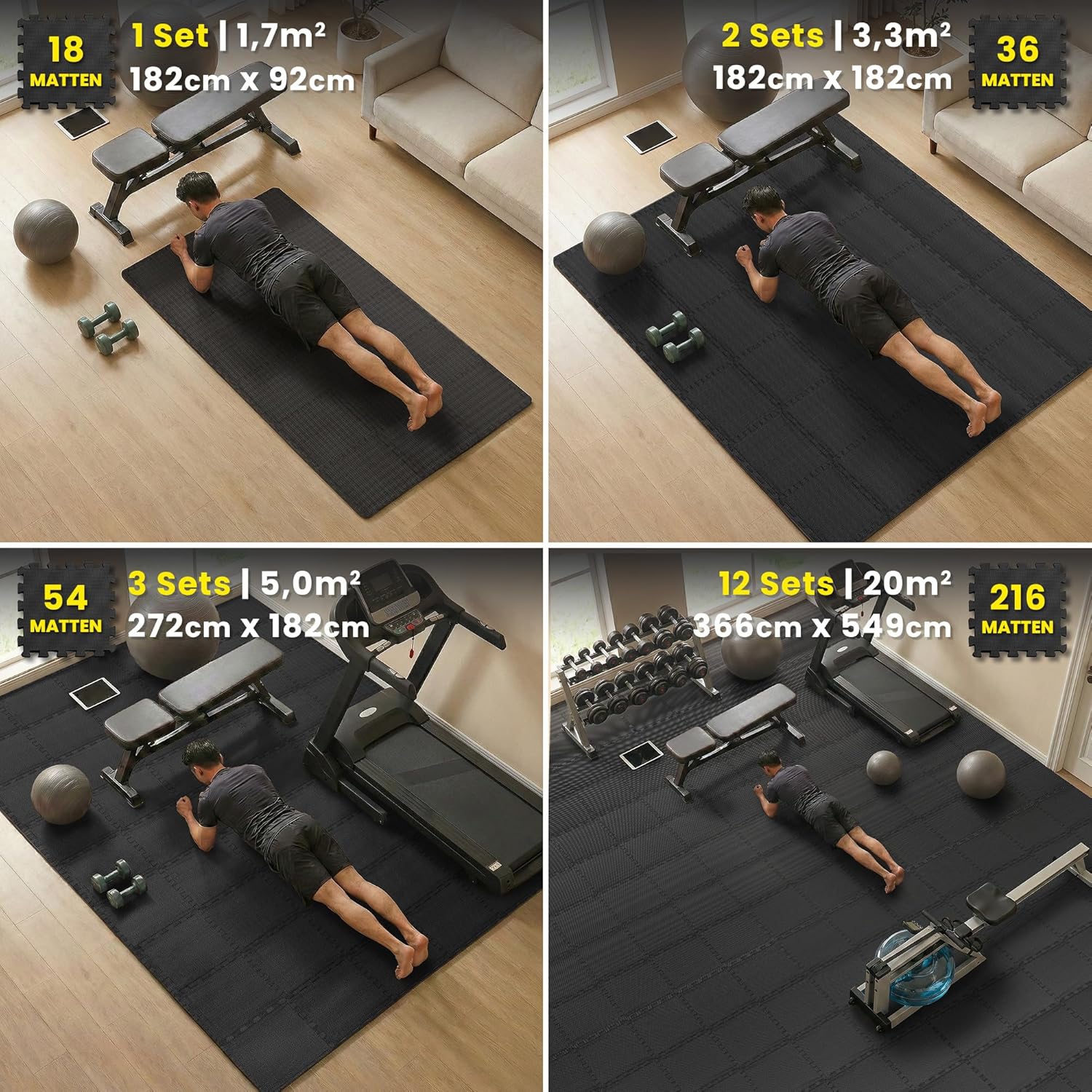 Thumbnail 3 de BeMaxx Schutzmatten Bodenschutzmatte-Set Sportmatte (Puzzle-Set) für Gymnastik, Fitness & Training