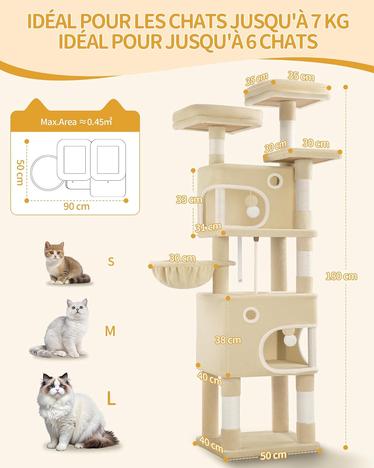 Detalle 2 de Hzuaneri MS18018YL Arbre Ă chat 180 cm đ±