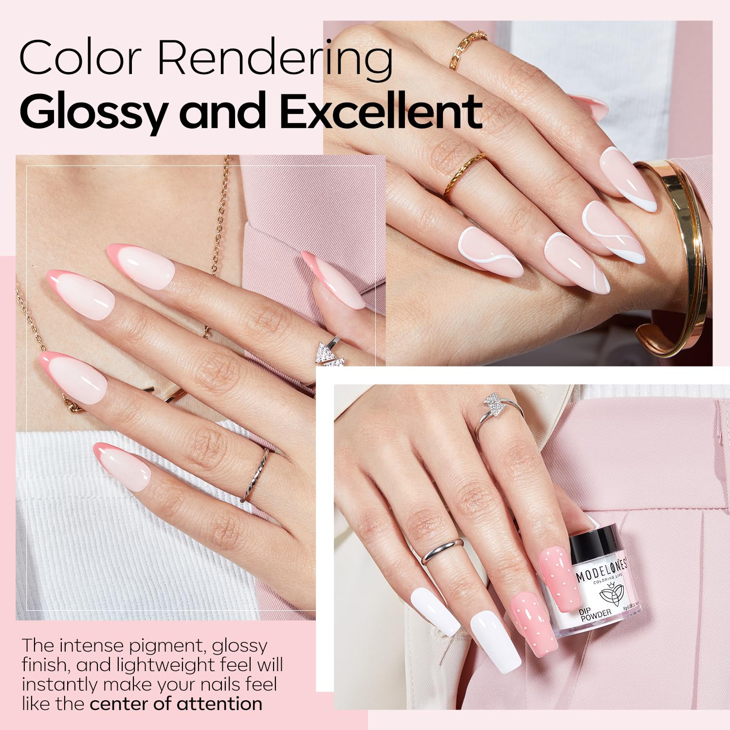Thumbnail 4 de Modelones Dip Powder Nail Kit: 4 Colors with No-Lamp Easy at-Home French & Nail Art Starter Set
