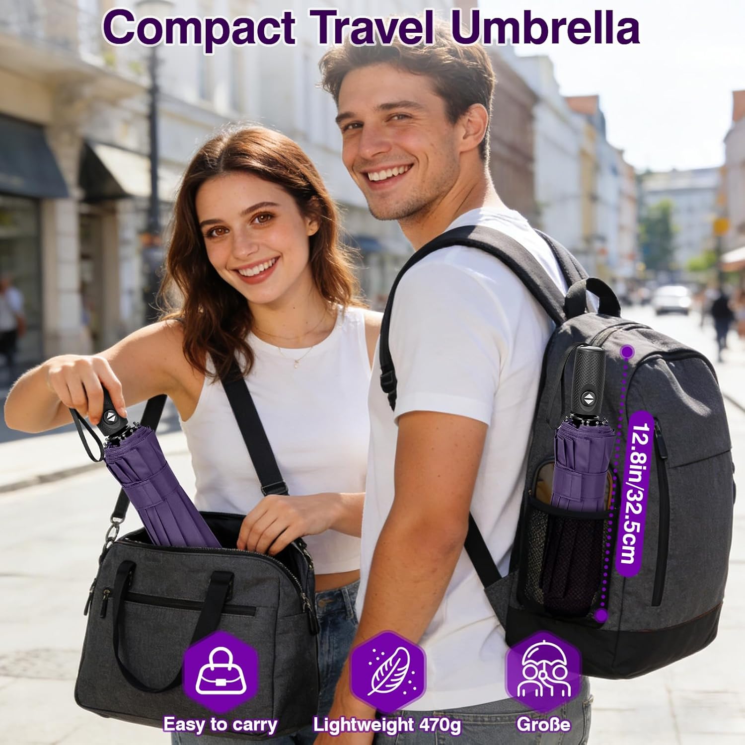 Thumbnail 6 de ZOMAKE Sturmfester Taschenschirm mit Auf-Zu-Automatik – klein & winddicht, 114 cm geöffnet