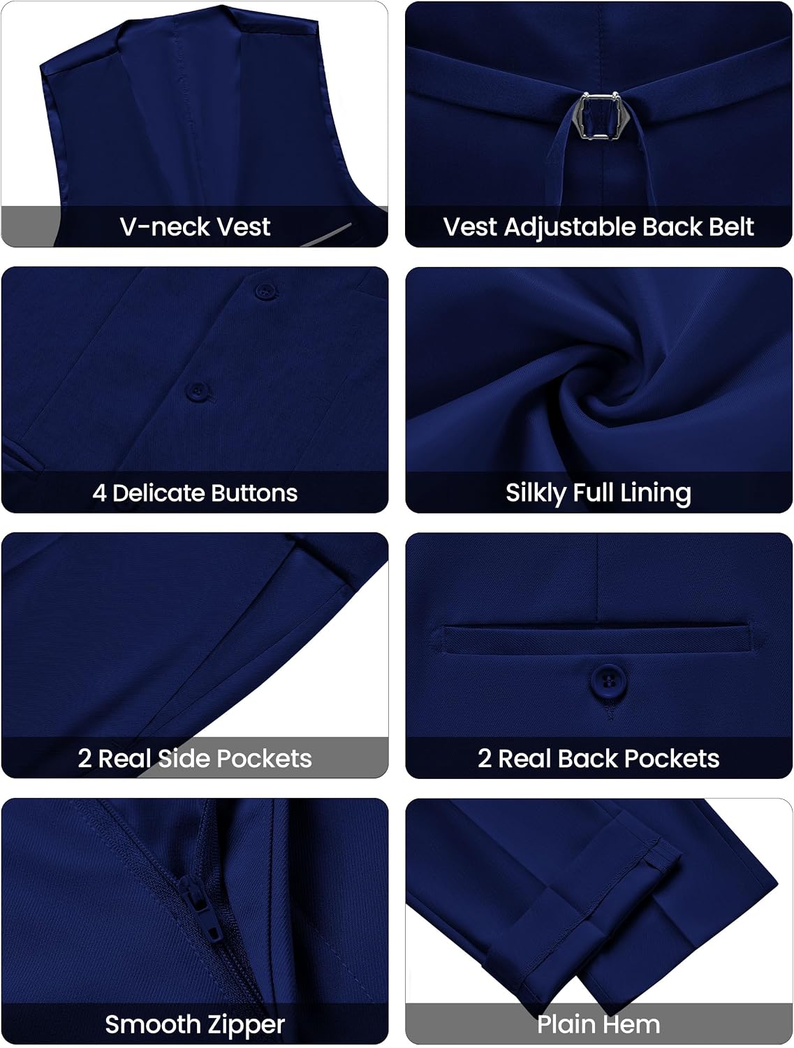 Thumbnail 5 de WULFUL Men’s Slim Fit 3-Piece Suit: One Button Blazer with Vest & Pants