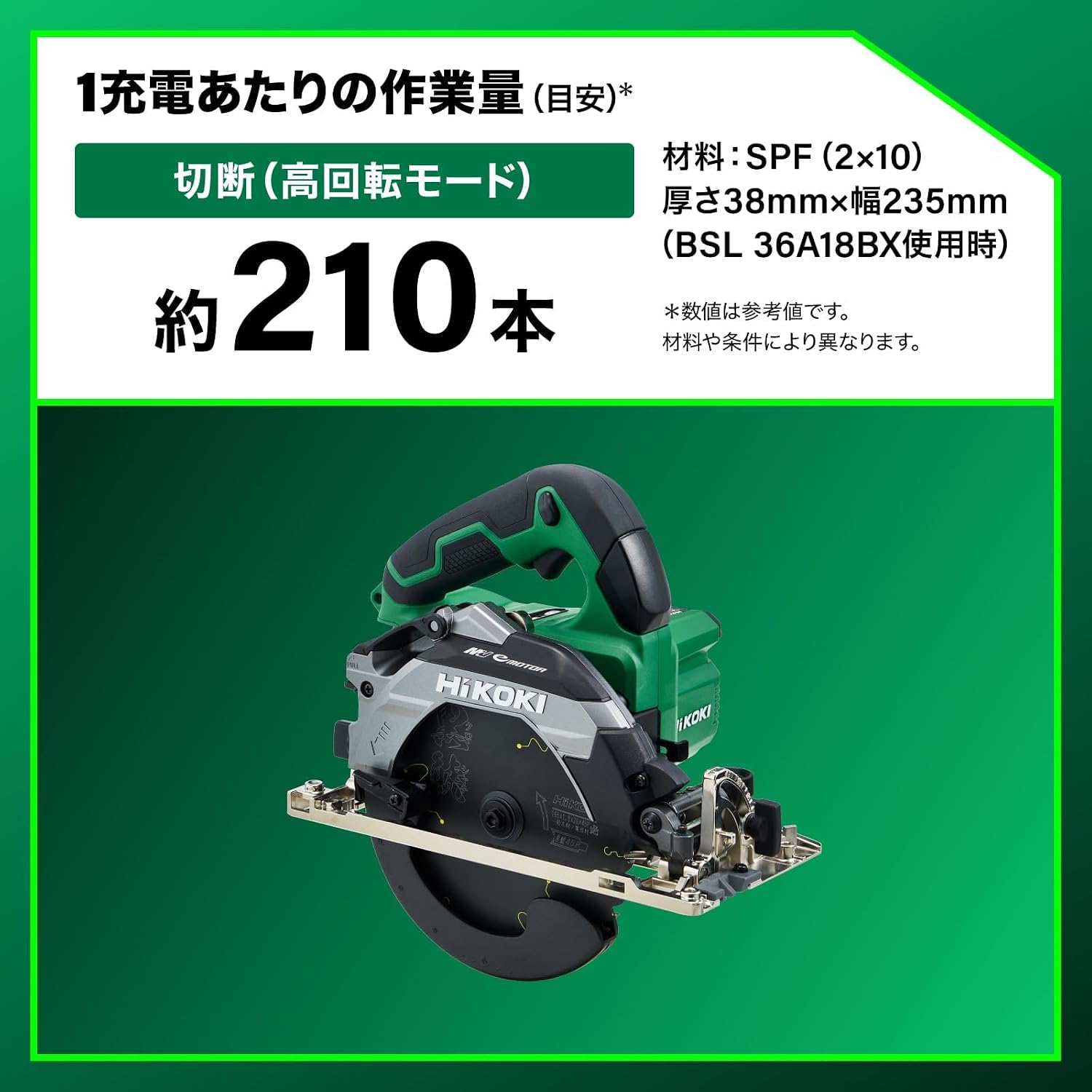 Detalle de HiKOKI C3606DB(NNNL) 36V充電式丸のこ 165mm刃・最大切込み深さ66mm
