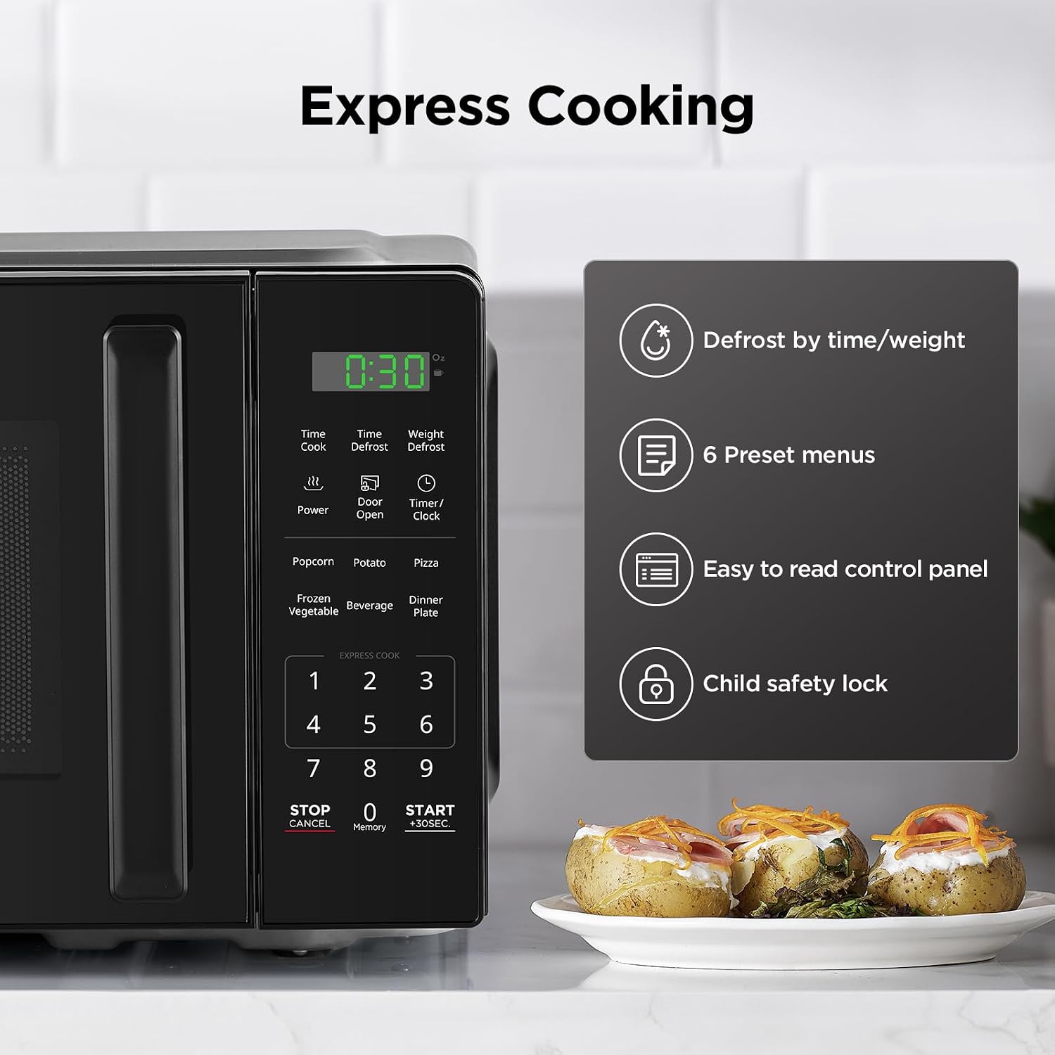 Detalle 2 de BLACK+DECKER EM7P01P7 Countertop Microwave Oven 0.7 Cu Ft, 700W