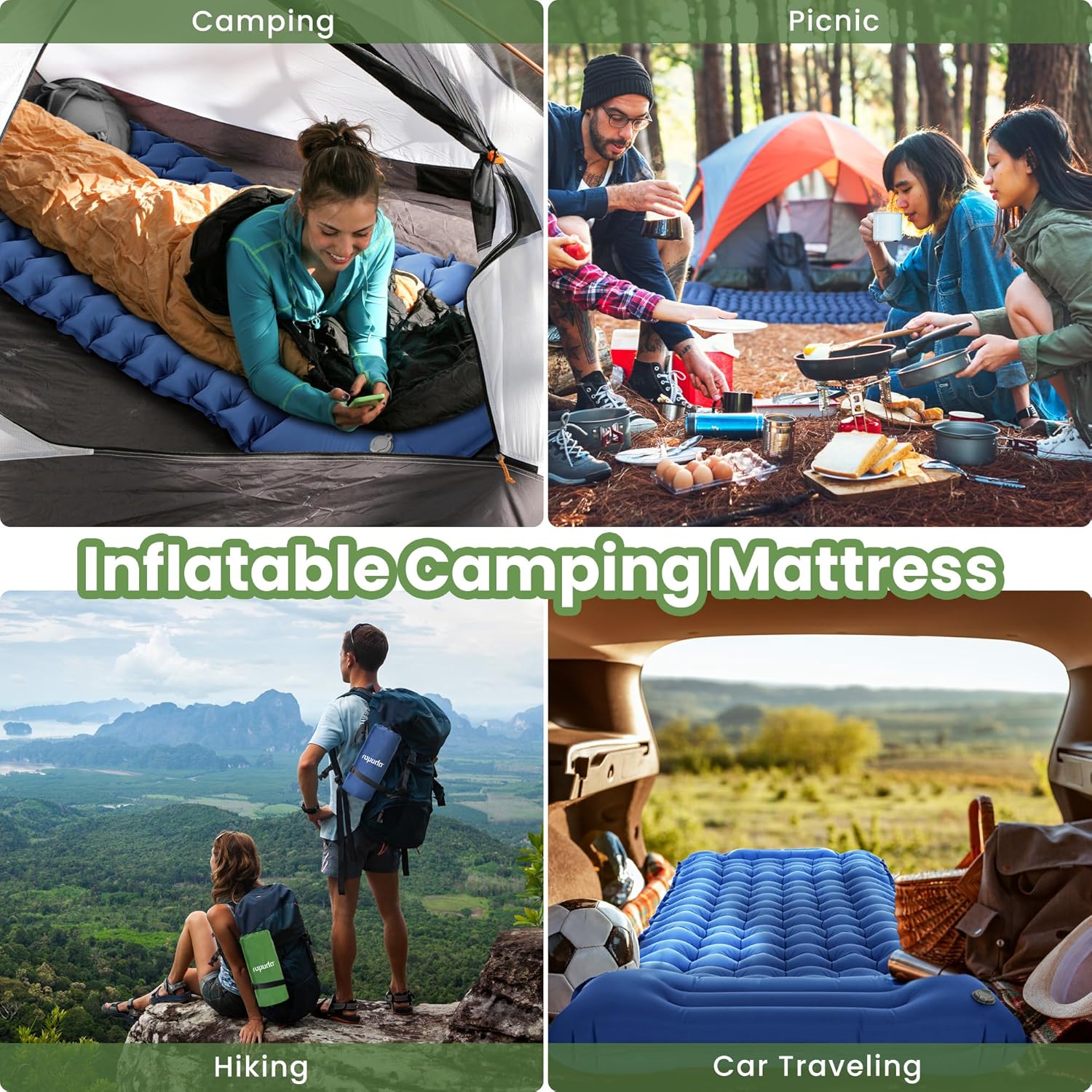 Thumbnail 6 de ROPODA Isomatte Camping Selbstaufblasend – Ultraleicht, wasserdicht, mit Kissen (Blau)