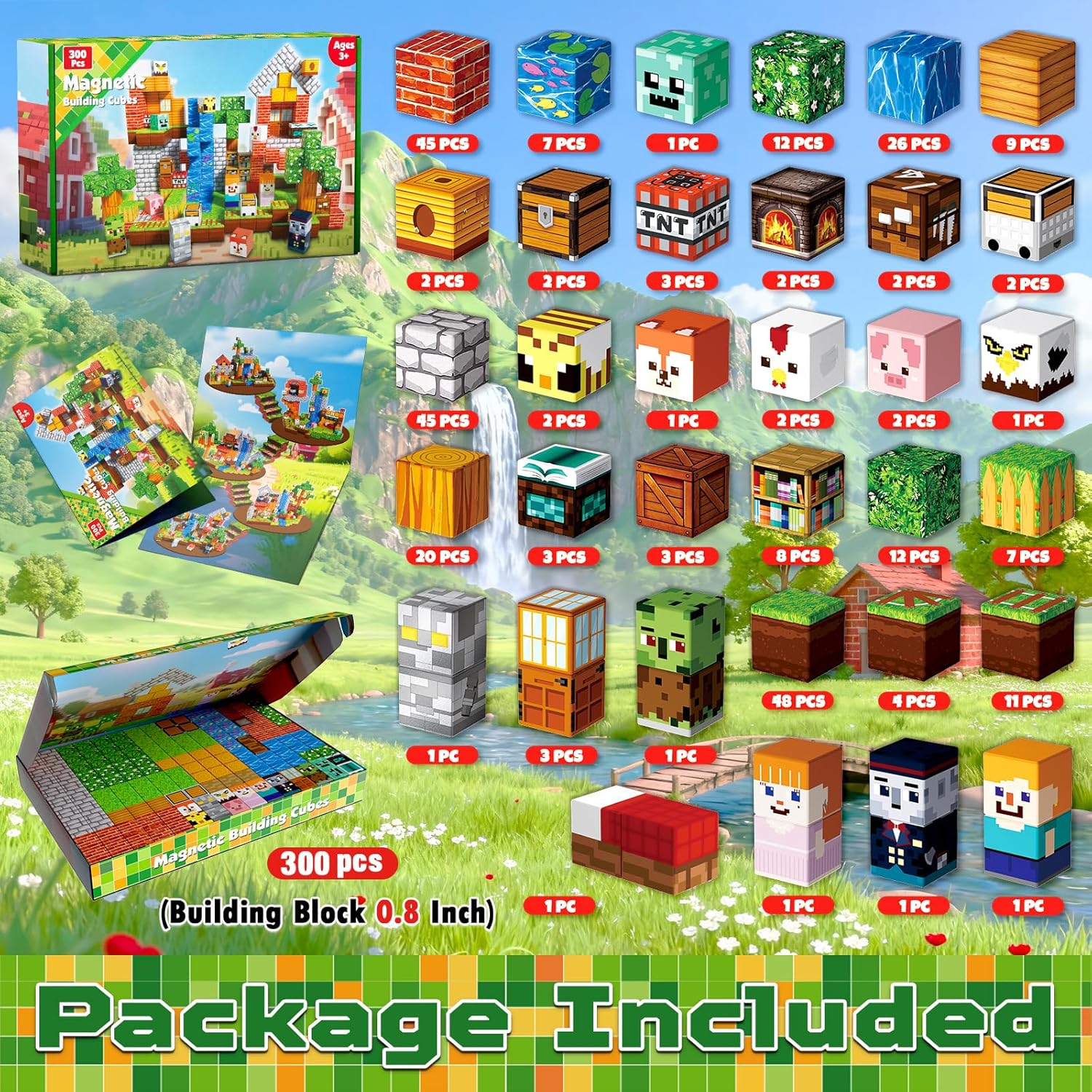 Thumbnail 1 de Goody King 300PCS Magnetic Blocks (Forest Theme) — Magnetic Building Blocks for Kids 3+