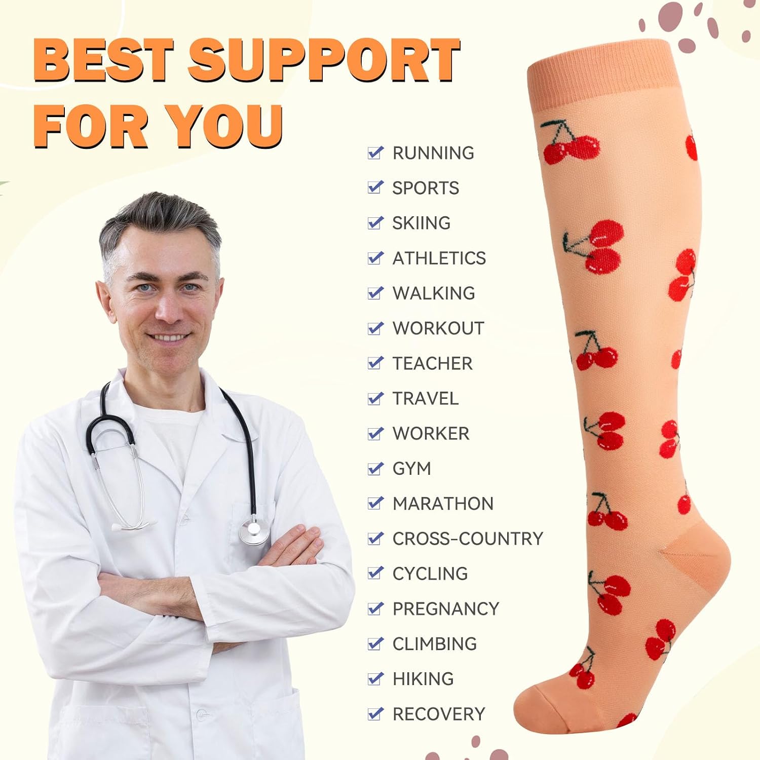 Detalle 1 de Compression Socks 6 Pairs for Leg Support