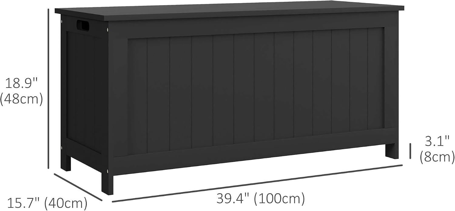 Thumbnail 2 de HOMCOM 838-444V82BK Storage Bench, Black, with 2 Safety Hinges