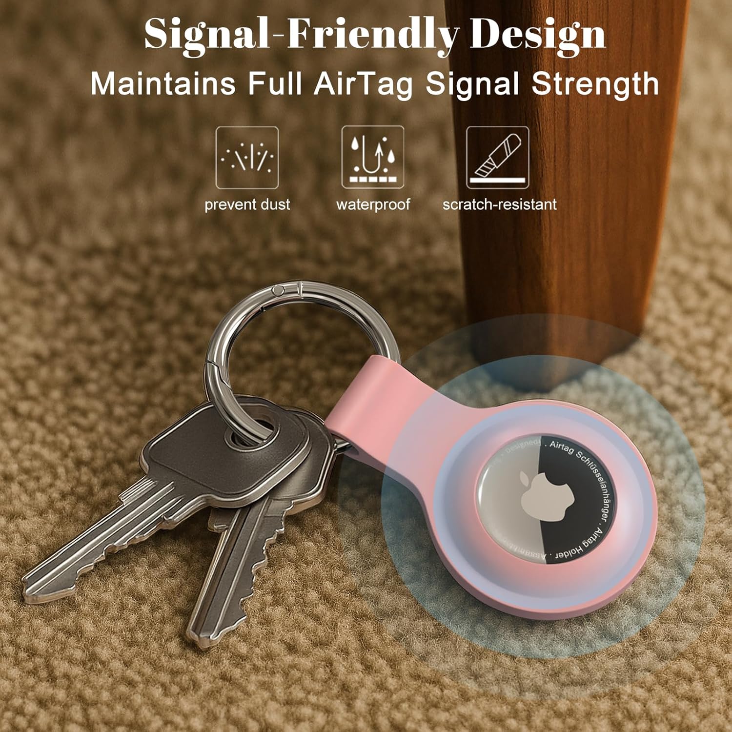 Thumbnail 1 de 5 Étuis en silicone pour Apple AirTag avec porte-clés – protection anti-chute et anti-rayures