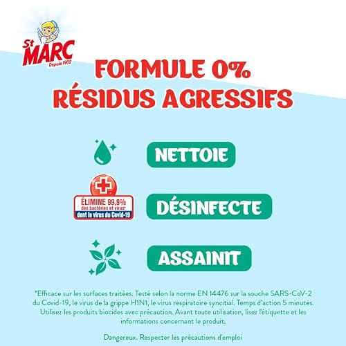 Thumbnail 3 de St Marc Lingettes Nettoyantes Désinfectantes 0% Résidus Agressifs, Compostable – Lot de 42 lingettes × 5 (210 totales)