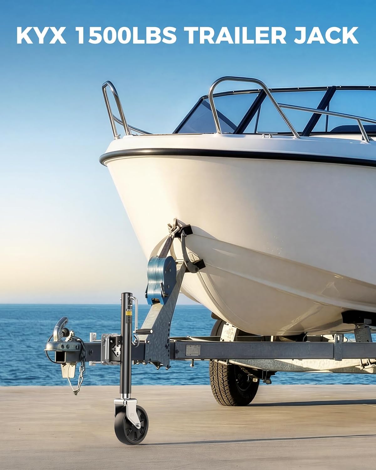 Detalle de KYX Boat Trailer Jack 1500 lbs with 8-Inch Wheel and 10.6" Lift