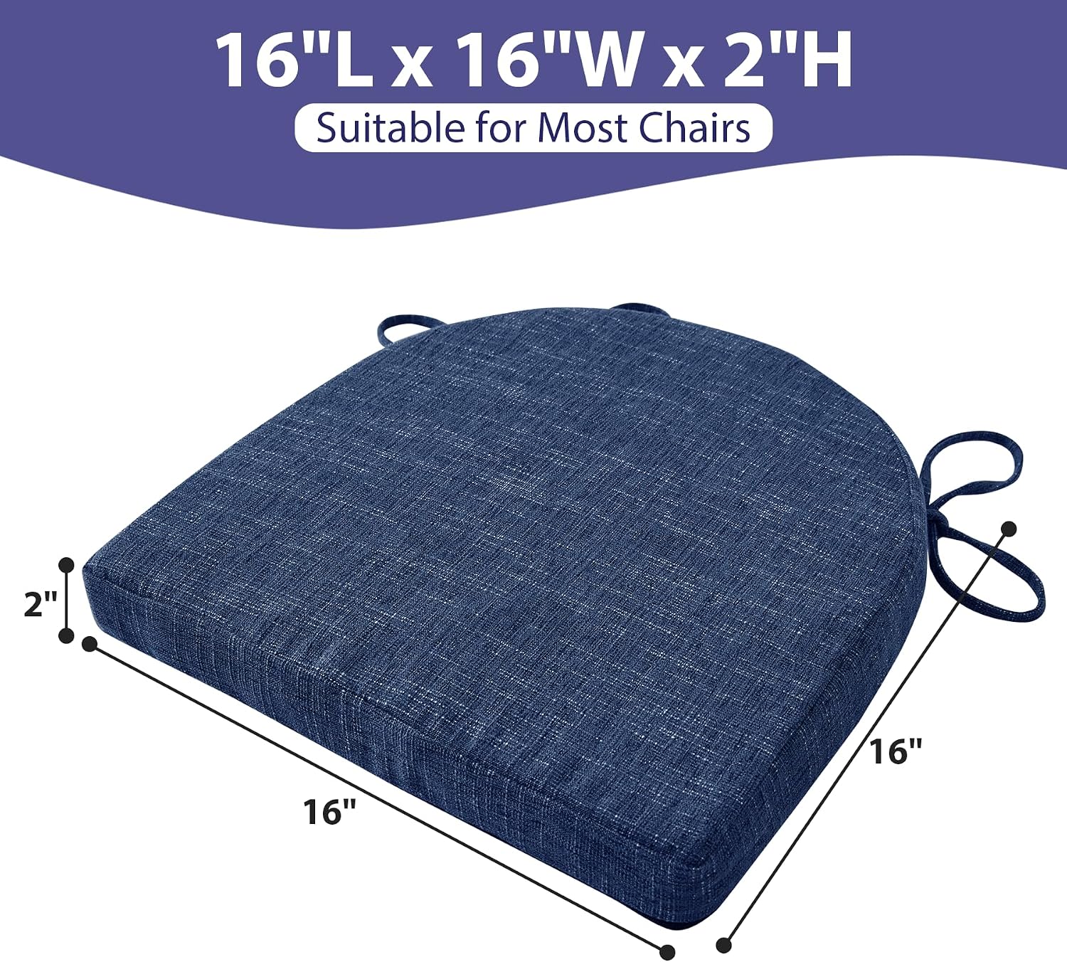 Thumbnail 5 de IPYNBAP Chair Cushions for Dining Chairs – Navy (Set of 4, 16" x 16" x 2")