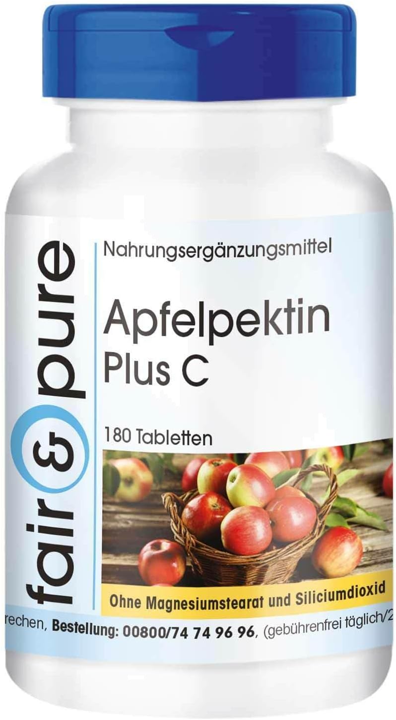 Detalle de Fair & Pure Apfelpektin Plus C mit Vitamin C und Calcium – 180 Tabletten, vegan, in Deutschland hergestellt