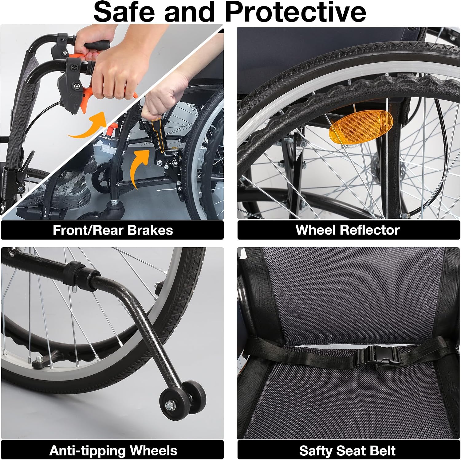 Thumbnail 5 de WHLICKS A06 Lightweight Folding Transport Wheelchair, Aluminium Frame