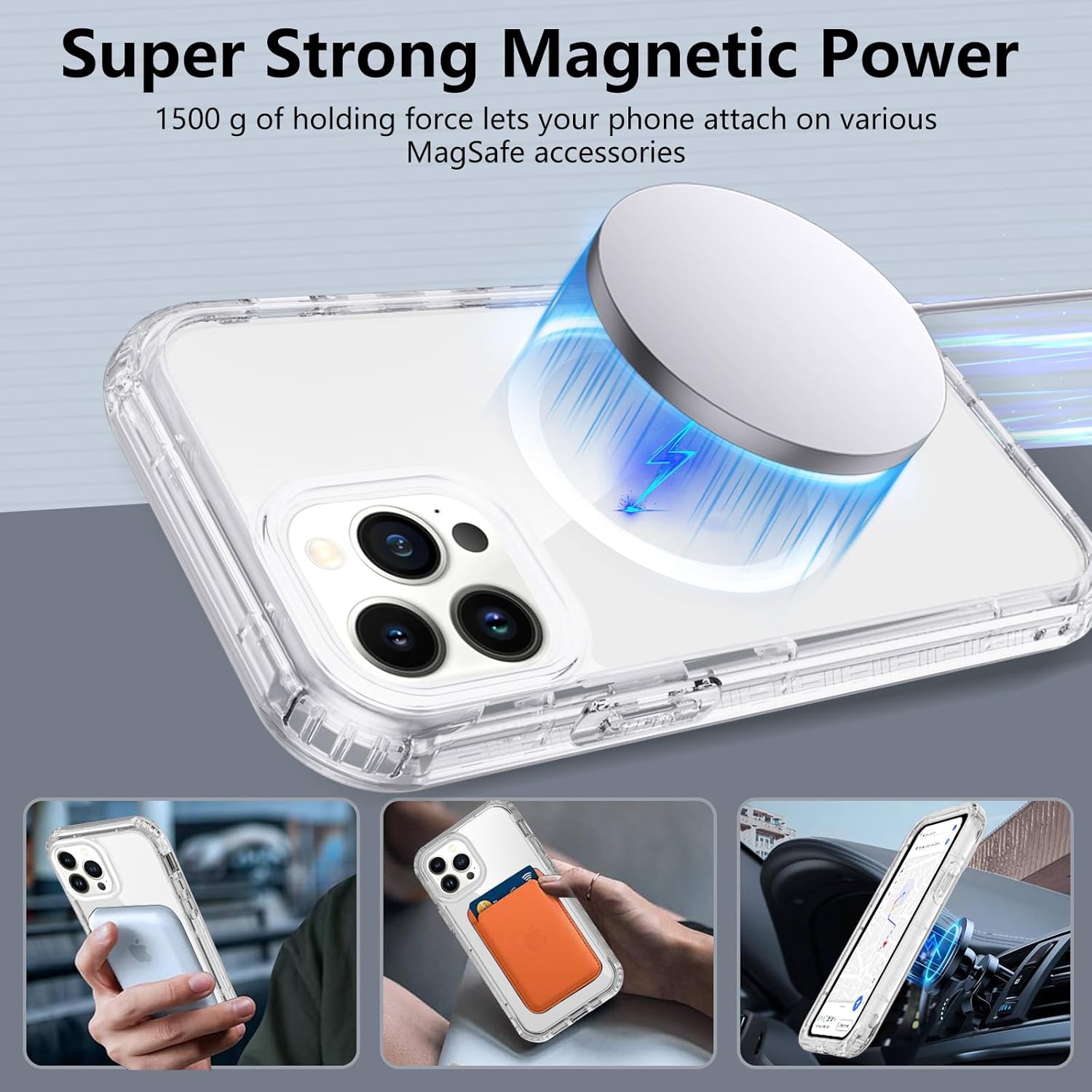 Detalle de XTCASE Coque magnétique 360° pour iPhone 16 Pro – Transparent, antichoc et protectrice avec écran intégré