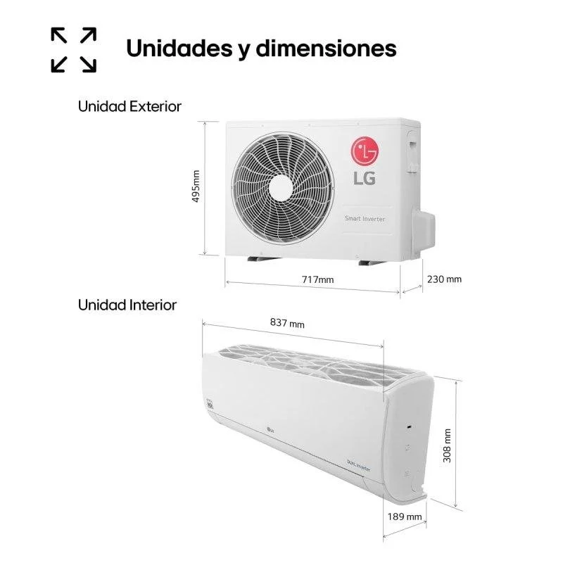 Detalle de LG REPLACE12X.SET 1x1: Aire Acondicionado Split con Bomba de Calor, 3.010 Frigorías, WiFi, Eficiencia A++
