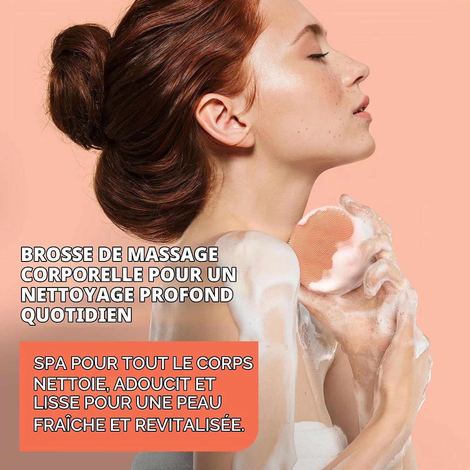 Detalle 2 de FOREO LUNA 4 body Peach Perfect : brosse exfoliante corps en silicone, pratique et étanche