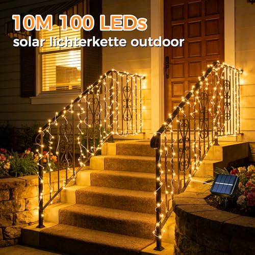 Detalle 2 de HeiPard Solar Lichterkette Außen 2x10 m, 100 LED – wetterfest, flexibel & energiesparend