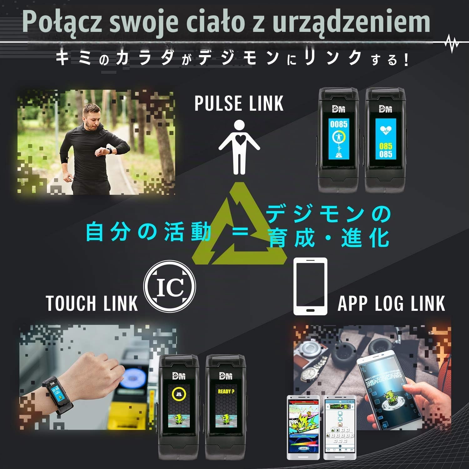 Detalle de Digimon Vital Bracelet – zegarek fitness z licznikiem kroków i wirtualnym Digimonem
