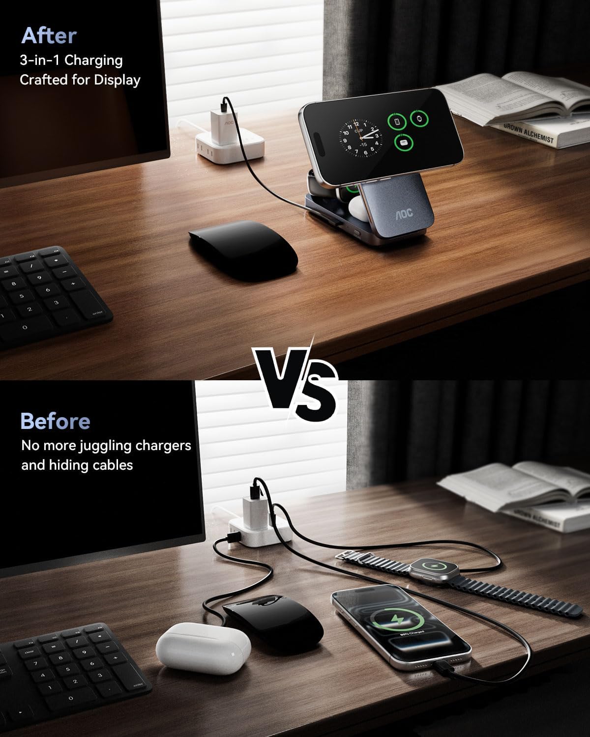 Detalle de AOC 3-in-1 Wireless Charging Station GW300