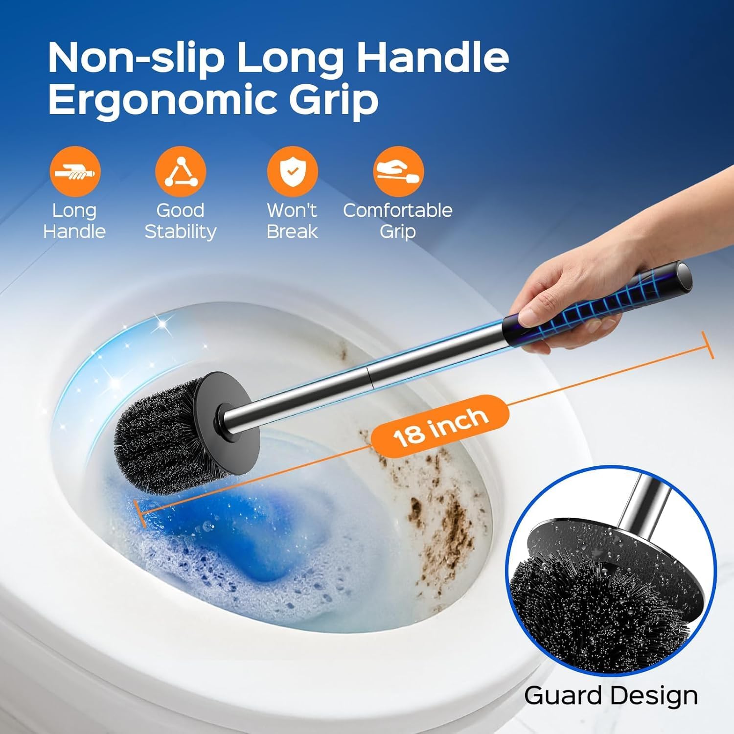 Detalle de HAMITOR Toilet Bowl Brush Set: Compact, Rustproof Space-Saving Design with Hidden Holder