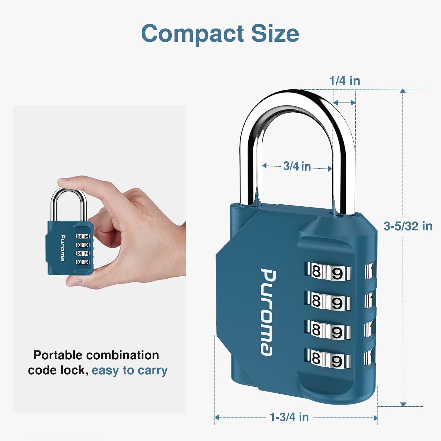 Detalle 1 de Puroma Combination Padlock, Zinc Alloy and Steel
