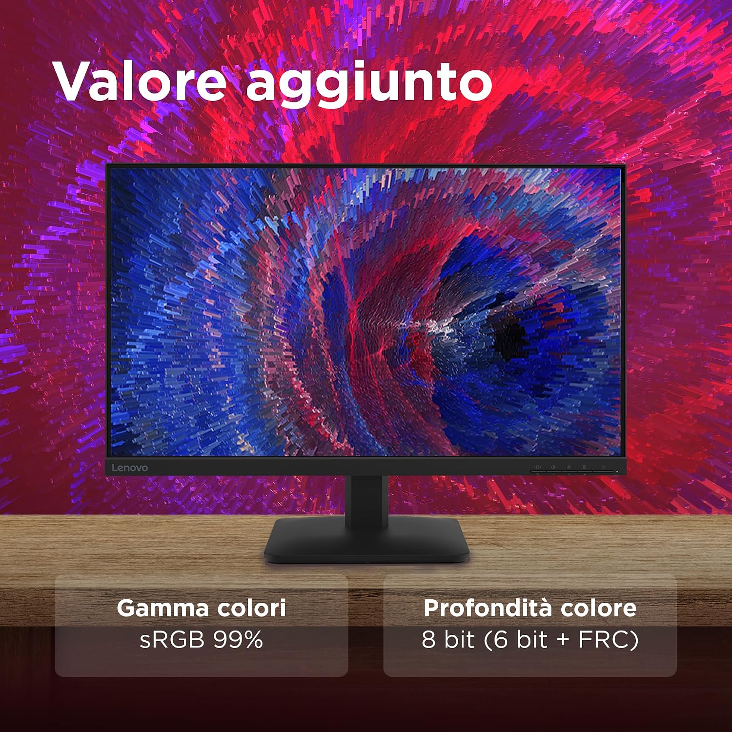 Thumbnail 6 de Lenovo L27-41: Monitor 27" FHD IPS 100 Hz frameless, HDMI/VGA, regolabile