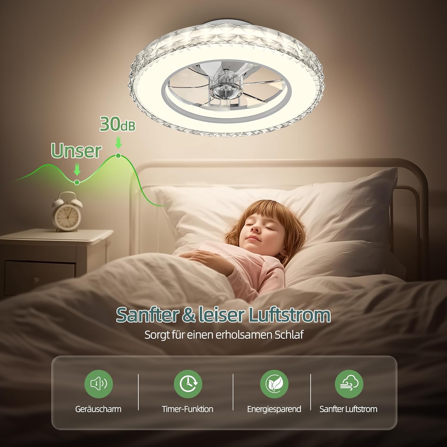 Thumbnail 6 de Ateroll Deckenventilator mit Beleuchtung Ø41.5 cm – Dimmbar, RGB-Licht, 6 Geschwindigkeiten, Fernbedienung