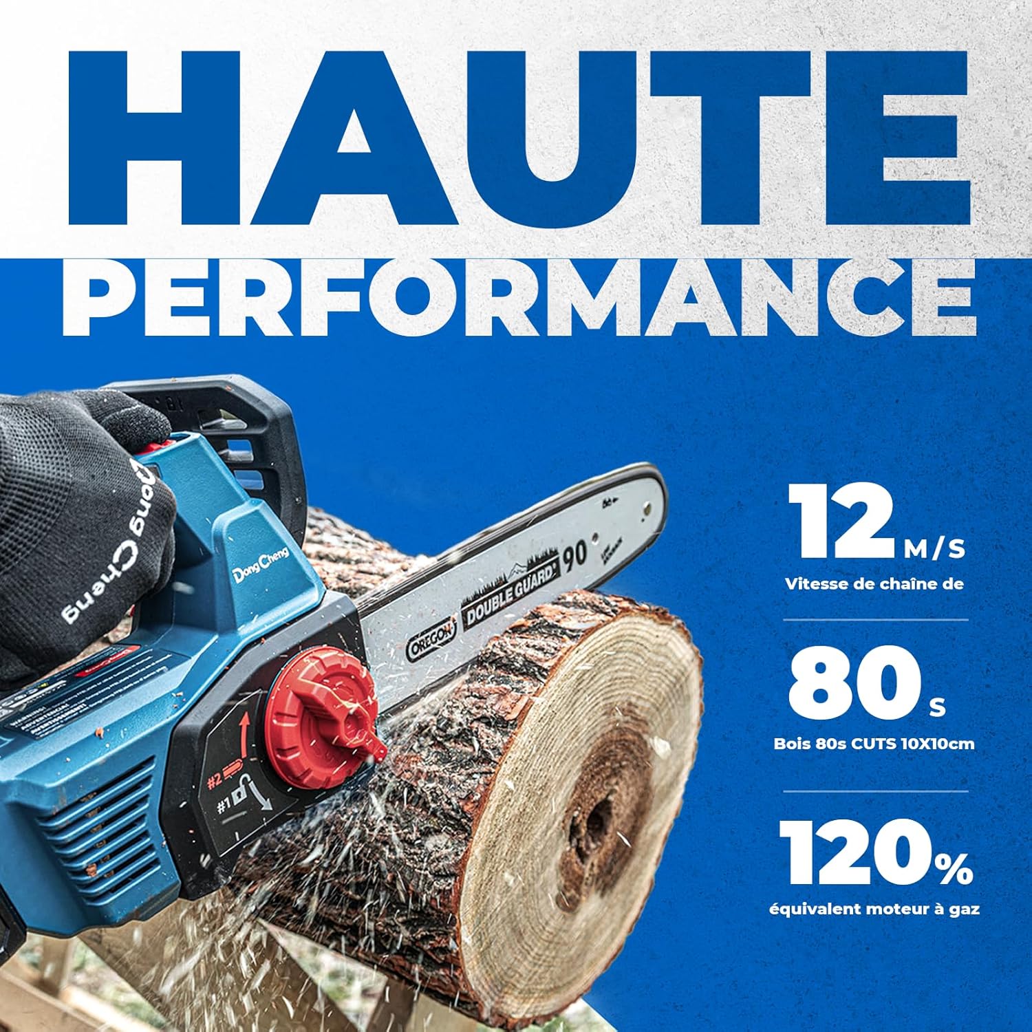 Detalle de DongCheng Tronçonneuse sans fil 20V avec moteur brushless et guide Oregon 30 cm