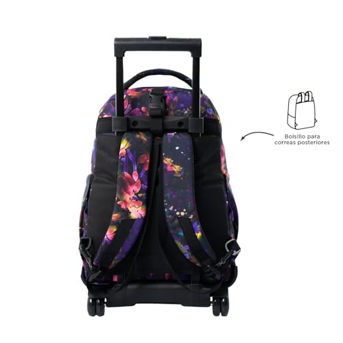 Detalle 2 de TOTTO Mochila Escolar Tempera 12 L: ergonómica, con 3 bolsillos y estampado Flower Galaxy