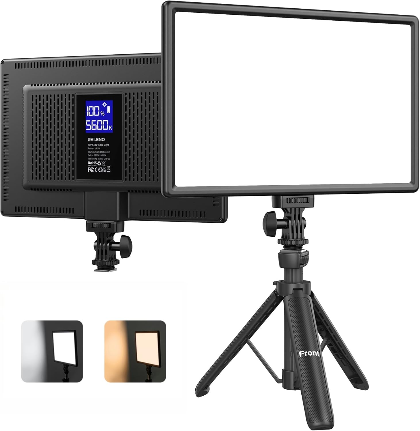 Detalle de RALENO 13" LED Video Light 19.5W with 8000mAh Battery, LCD and Dimmable Bi-colour Panel