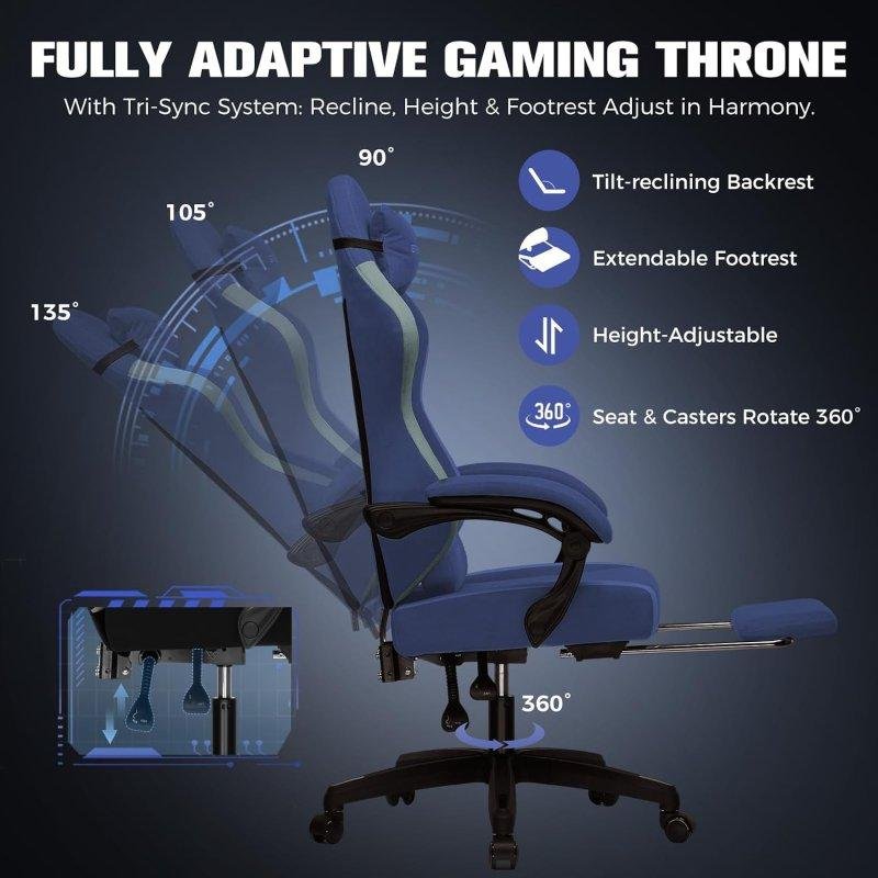 Detalle de Silla Gaming GTPLAYER Ergonómica Transpirable con Reposapiés Azul