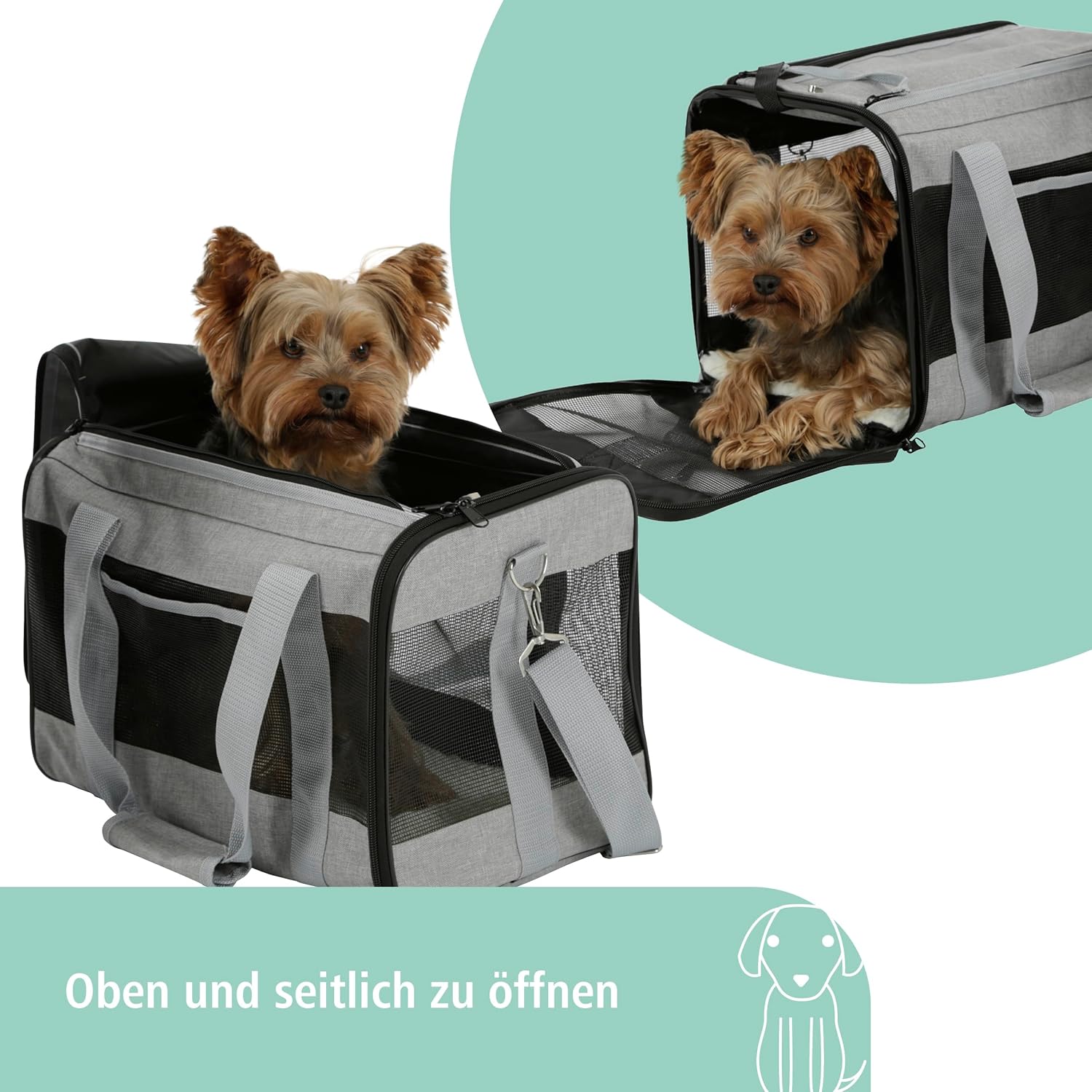 Thumbnail 3 de Kerbl Pet Tragetasche Casual – Hundetasche, grau, 41x28x29 cm