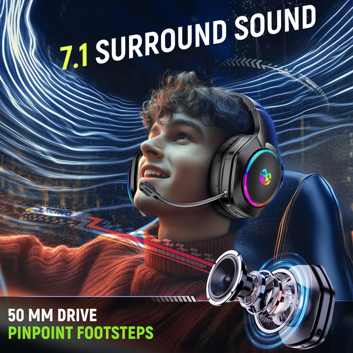 Detalle 2 de Tatybo Wireless Gaming Headset 40H+