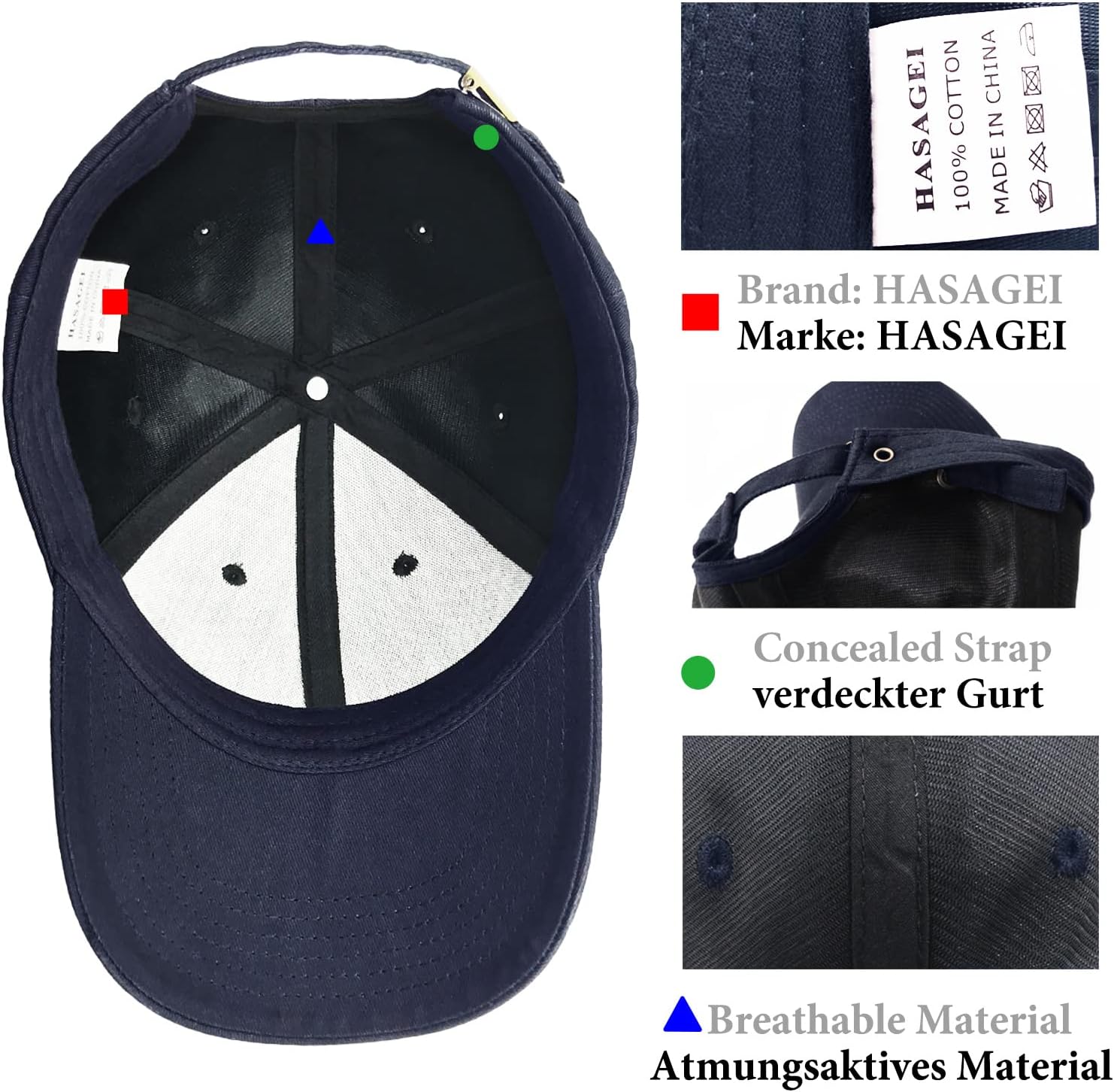 Detalle de HASAGEI Baseball Cap aus 100% Baumwolle