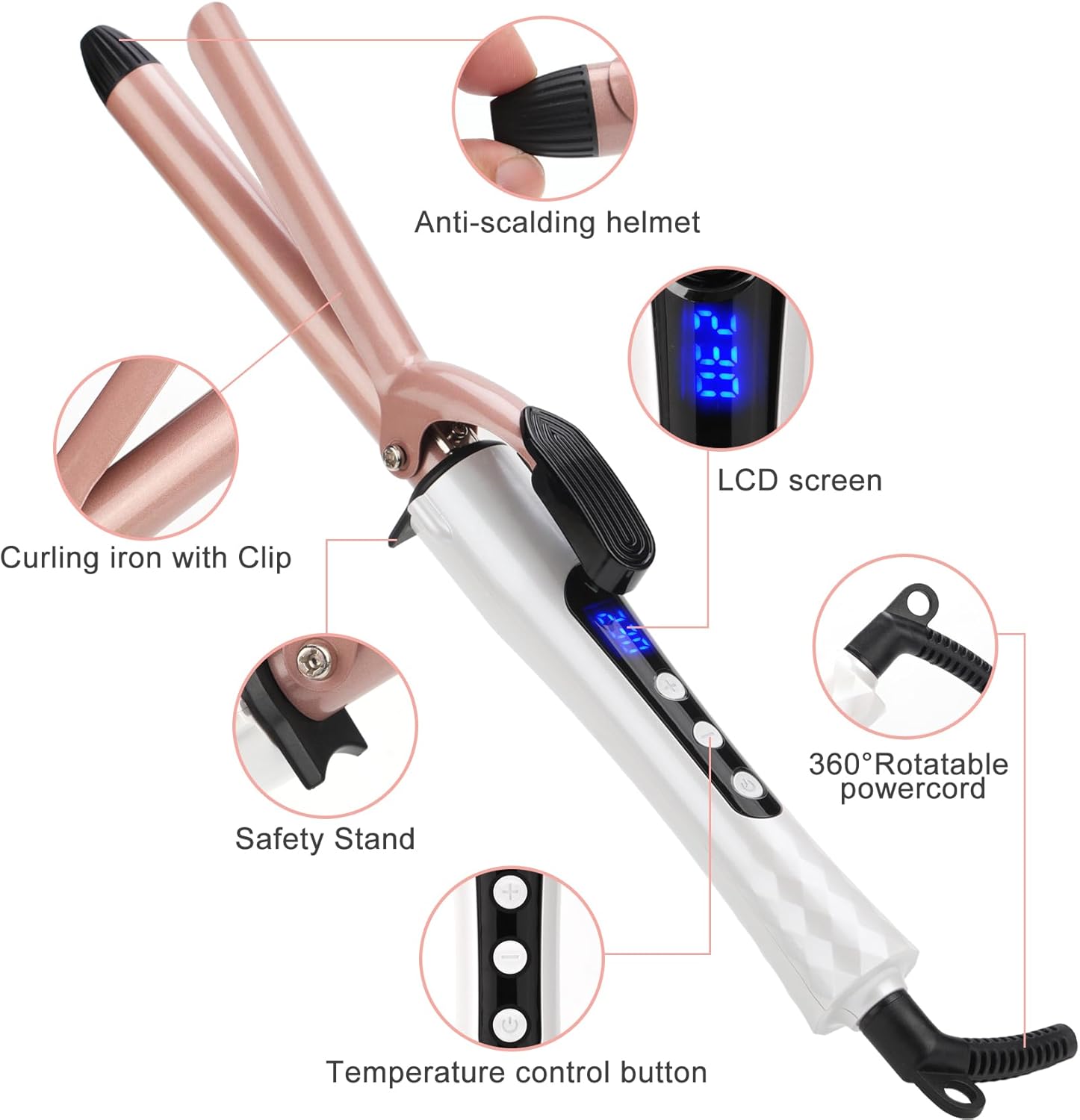 Thumbnail 4 de Curling Wand 19mm Professional Ceramic Hair Curling Iron